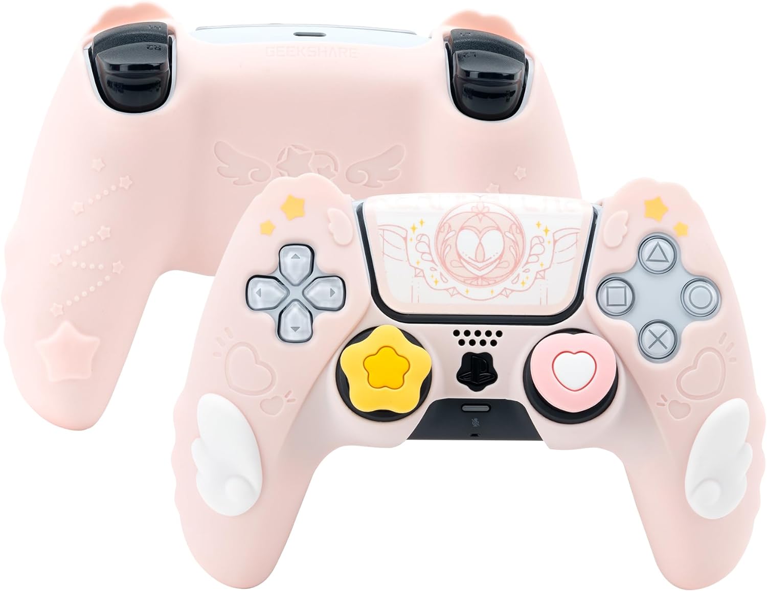 Pink Star Wings PS5 Controller Silicone Cover Back