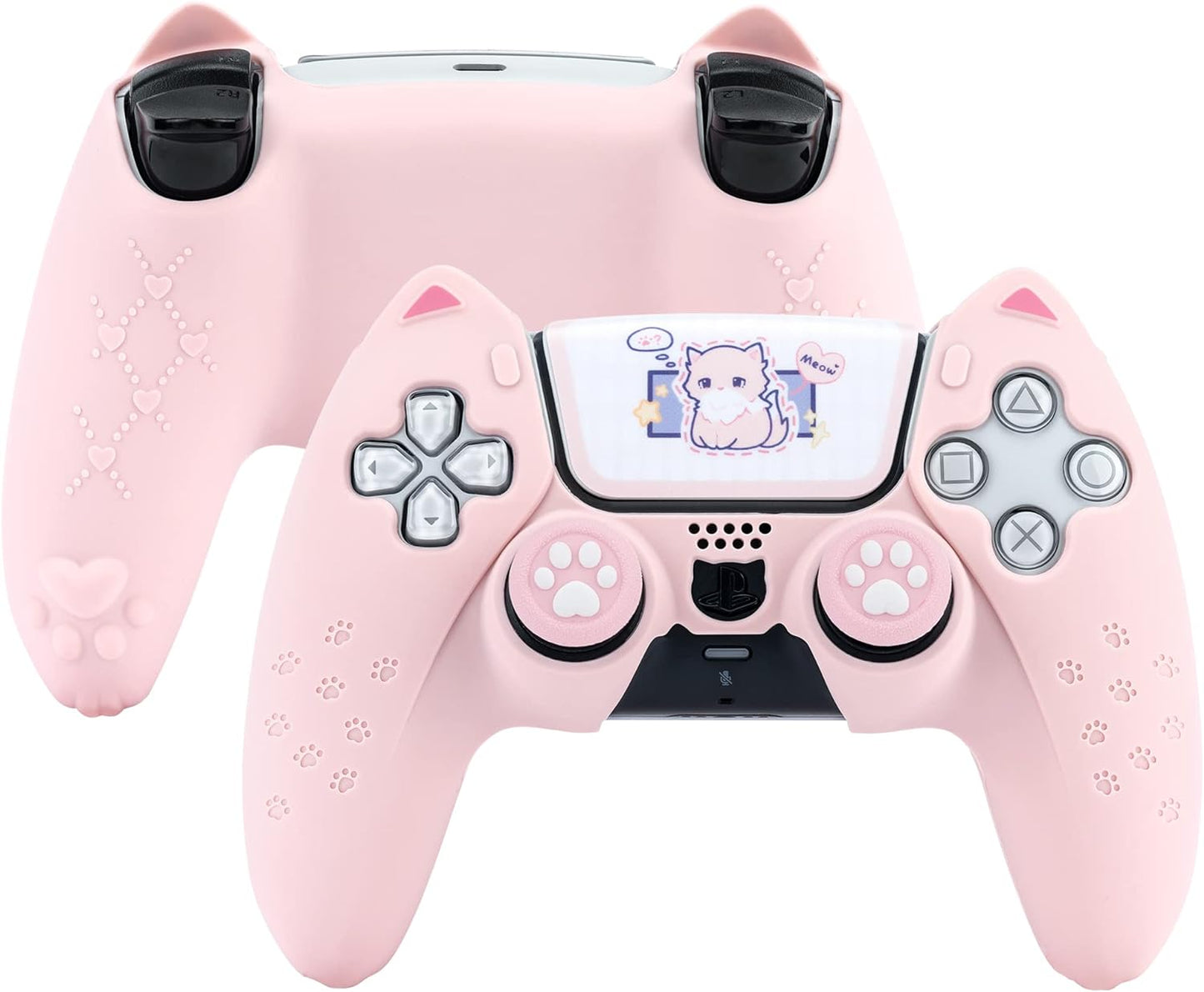 Pink PS5 Cat Controller Silicone Cover Back and Front