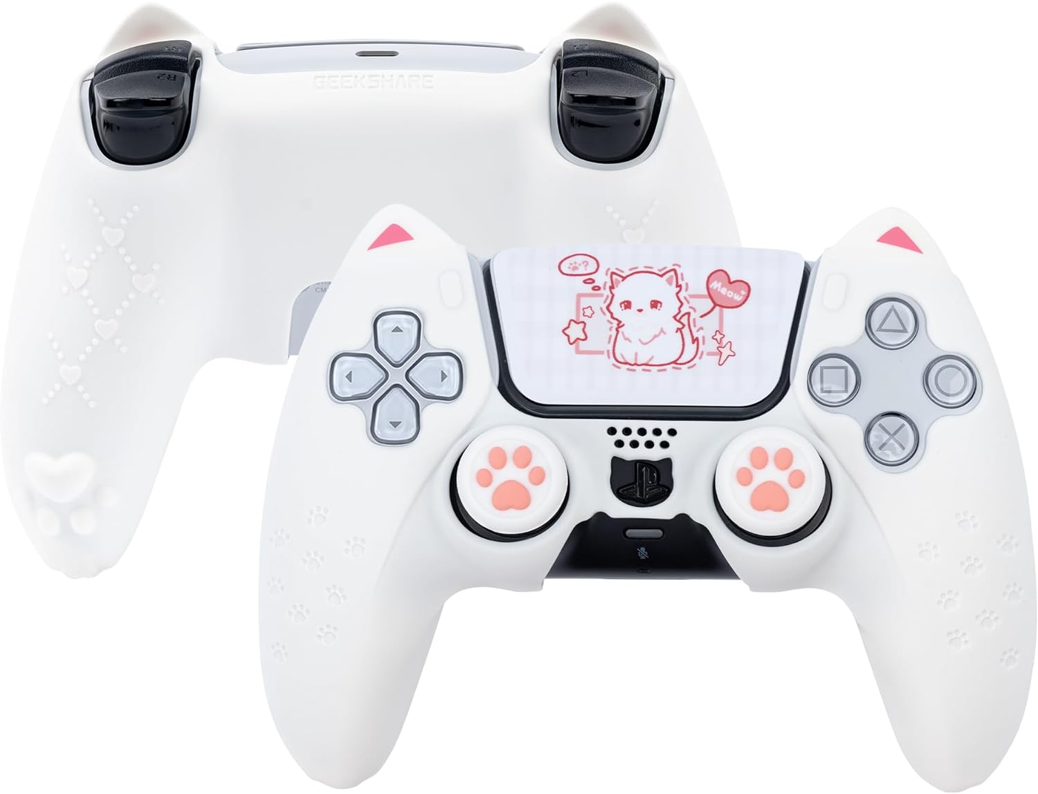 White Cat PS5 Controller Silicone Cover Back