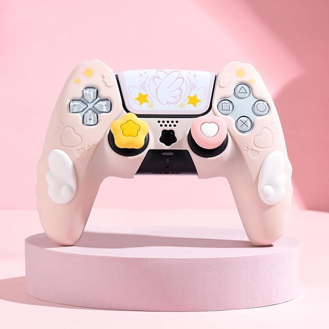 Pink Star Wings PS5 Controller Silicone Cover