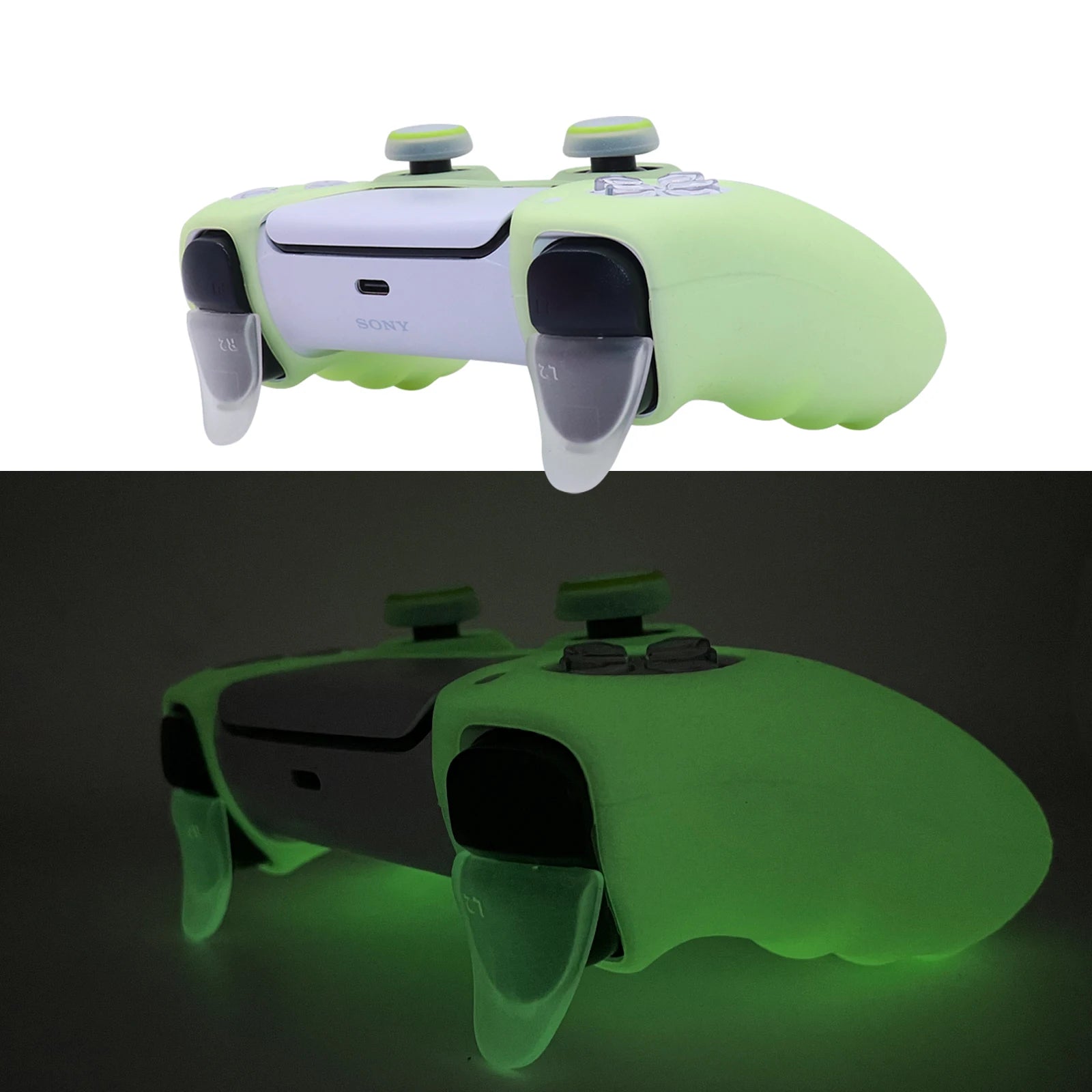 Green Glow in Dark PS5 Controller Silicone Cover Side