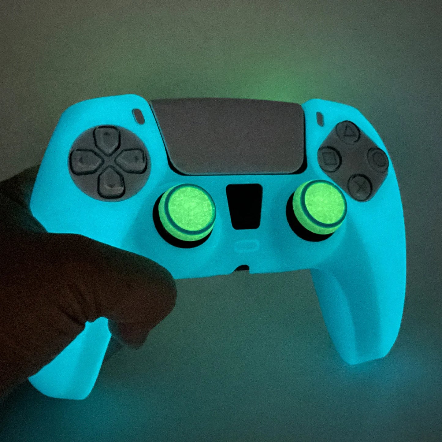 Blue Glow in Dark PS5 Controller Silicone Cover Night