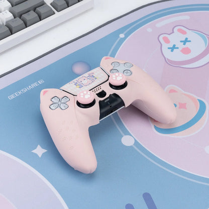 Pink PS5 Cat Controller Silicone Cover Cover Art