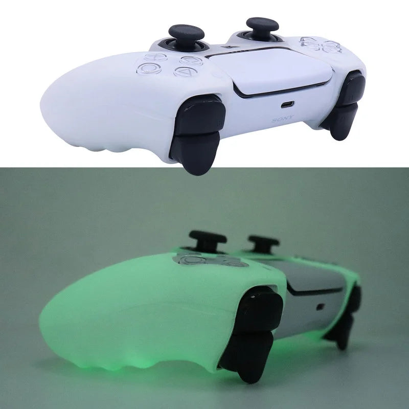 White Glow in Dark PS5 Controller Silicone Cover Side