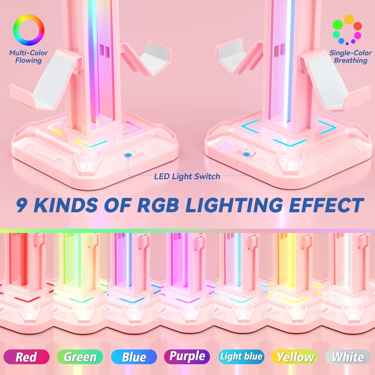 Pink RGB PS5 Controller Holder Stand Lighting