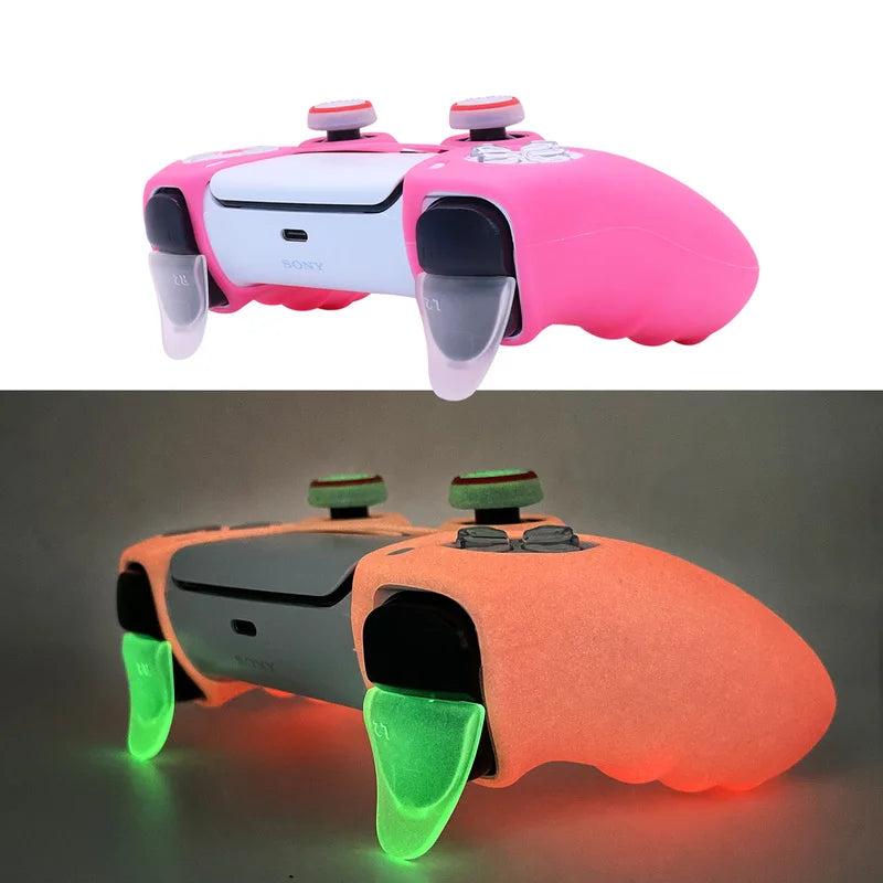 Pink Glow in Dark PS5 Controller Silicone Cover Side