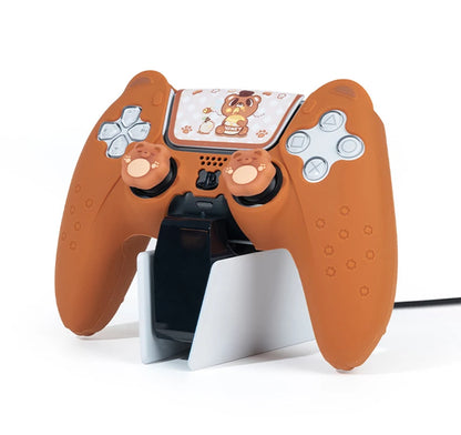 Brown Bear PS5 Controller Silicone Cover On Stand